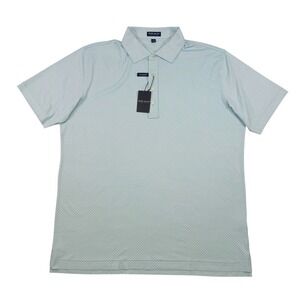 Peter Millar Mens XL Tailored Fit Crown Crafted Polo Shirt Light Blue Geometric